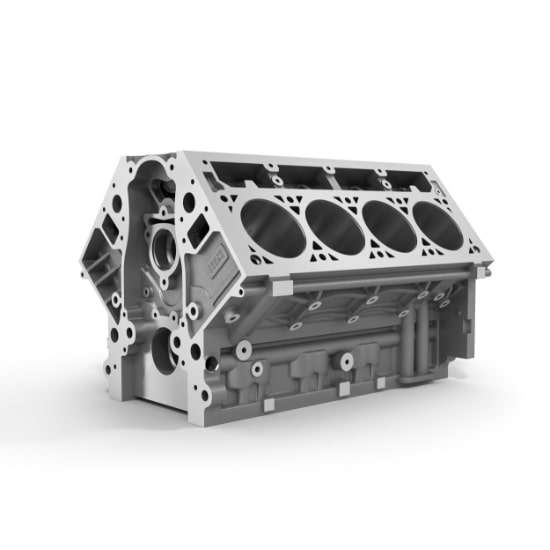 An image of a silver engine cylinder block